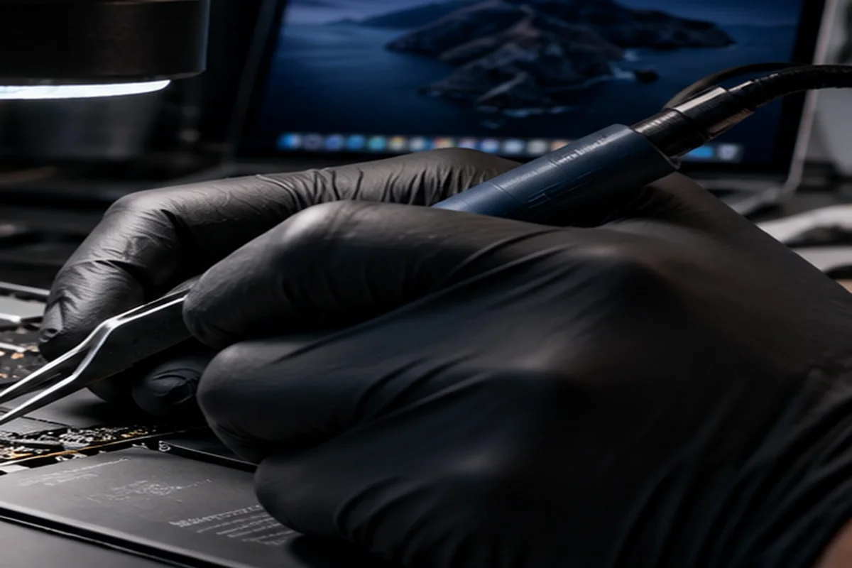 iPhone en entorno de reparación técnica